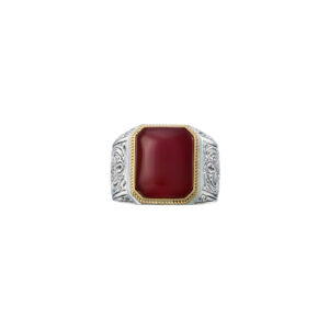 Classic Ring in 18K Gold and Sterling silver with semi precious stone - Image 2