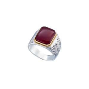 Classic Ring in 18K Gold and Sterling silver with semi precious stone - Image 3