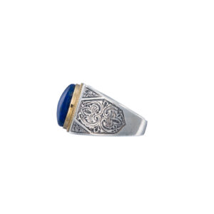Classic oval ring in 18K Gold and Sterling silver with semi precious stone - Image 2