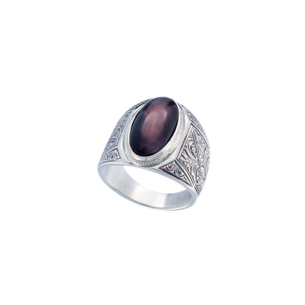 Classic Ring in Sterling Silver with Semi precious stone