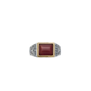 Classic ring in 18K Gold and Sterling silver with semi precious stone - Image 6