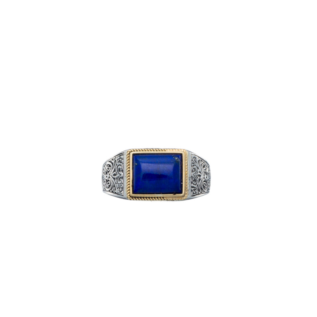 Classic ring in 18K Gold and Sterling silver with semi precious stone