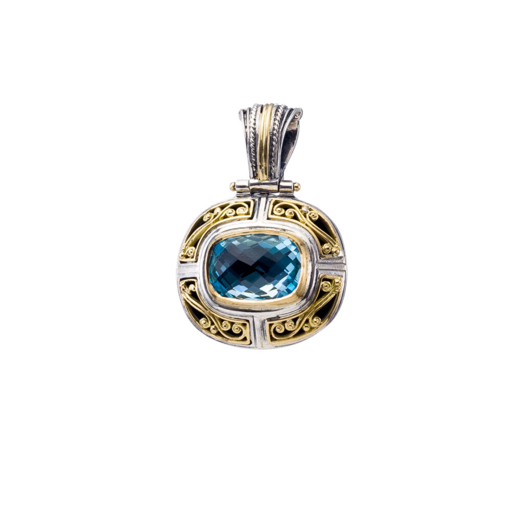 Byzantine pendant in 18K Gold and sterling silver with topaz
