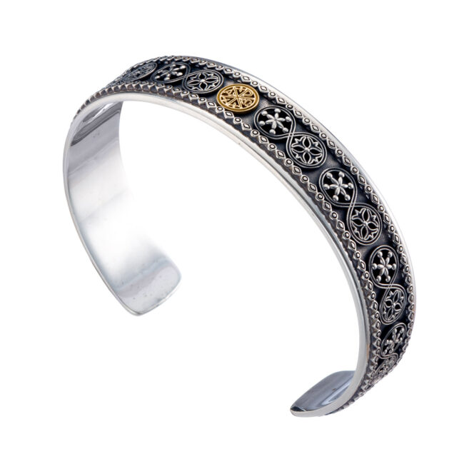 Byzantine symbol ΑΡΧΩ Bracelet in Sterling silver with 18K Gold details - Image 2
