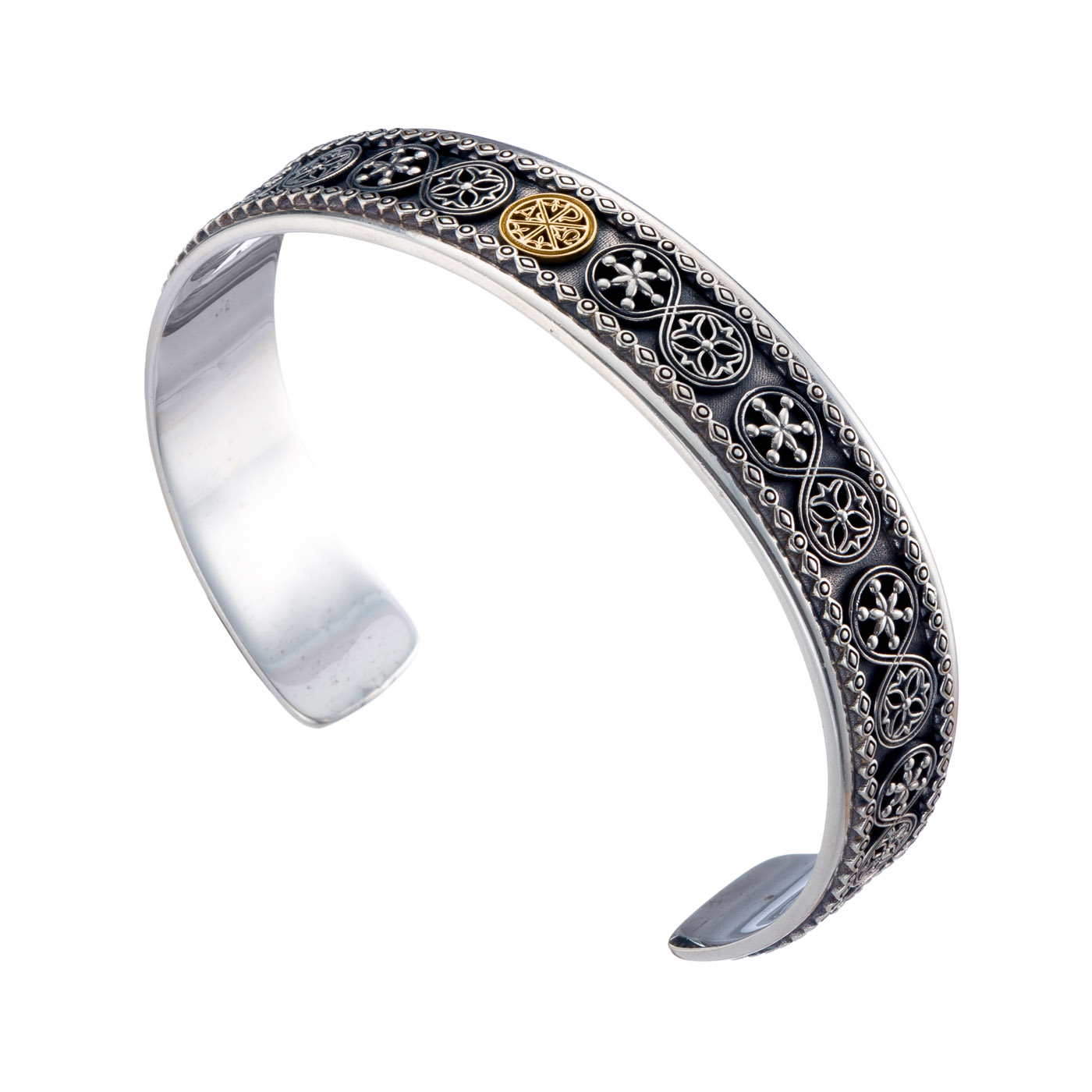 Byzantine symbol ΑΡΧΩ Bracelet in Sterling silver with 18K Gold details