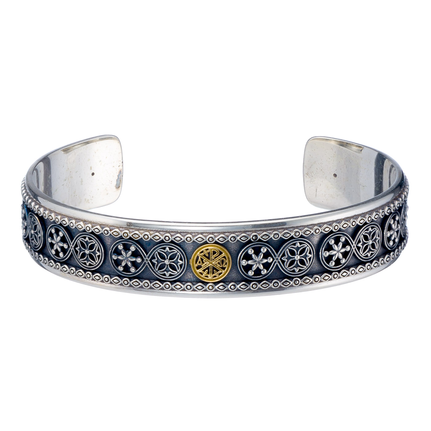 Byzantine symbol ΑΡΧΩ Bracelet in Sterling silver with 18K Gold details