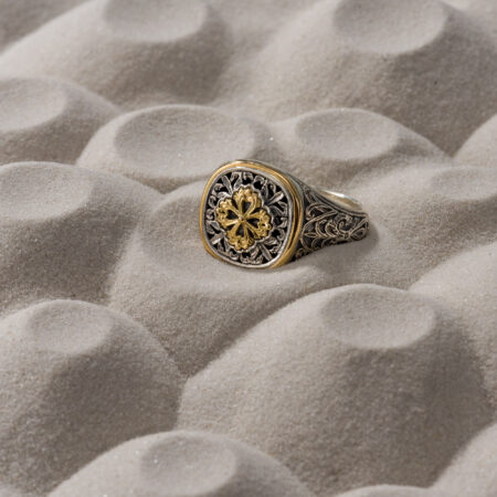 Byzantine ring in 18K Gold and Sterling Silver