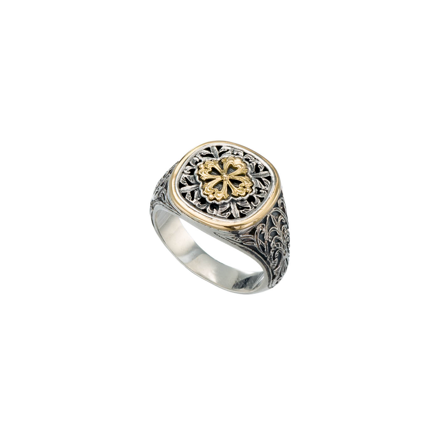 Byzantine ring in 18K Gold and Sterling Silver - Gerochristo Jewelry
