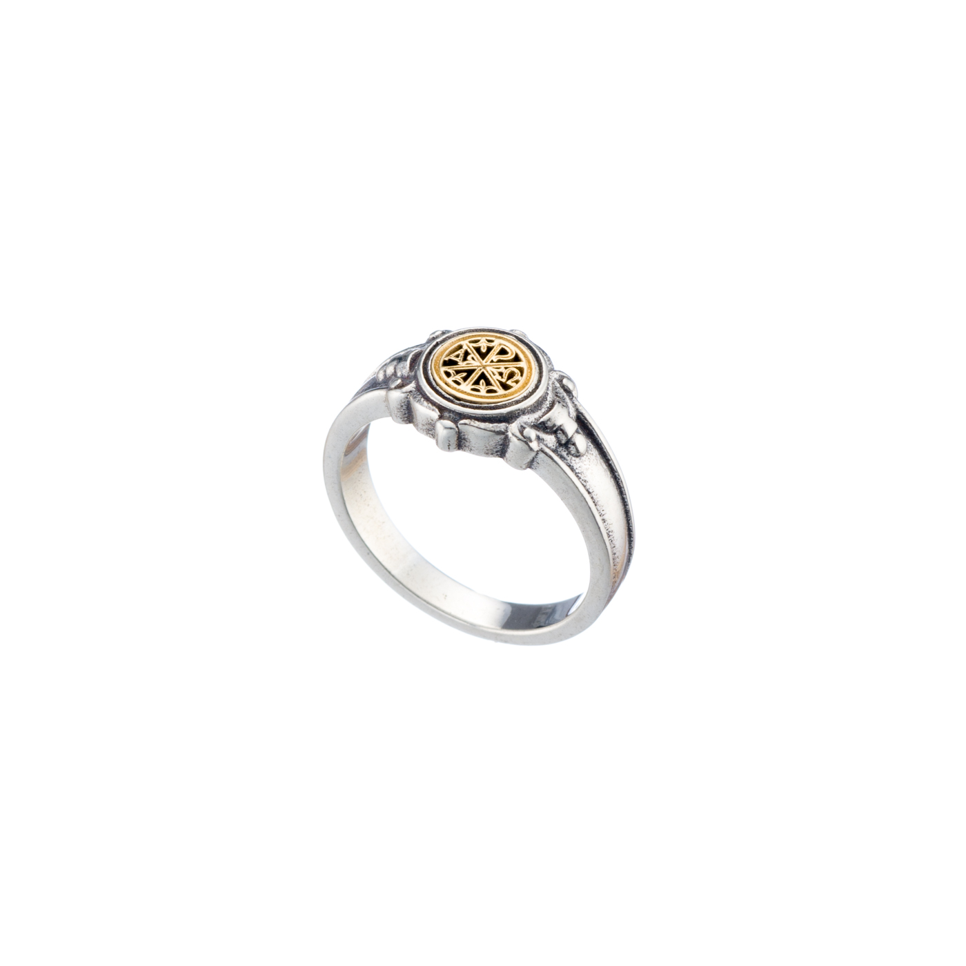 Symbol ΑΩ ring in 18K Gold and Sterling silver