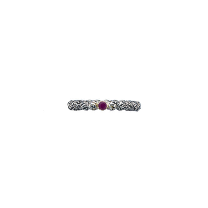 Eden's Garden Band Ring in Sterling Silver with 18K Gold and Gemstone - Image 2