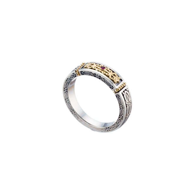 Erotokritos band ring in 18K Gold and Sterling silver