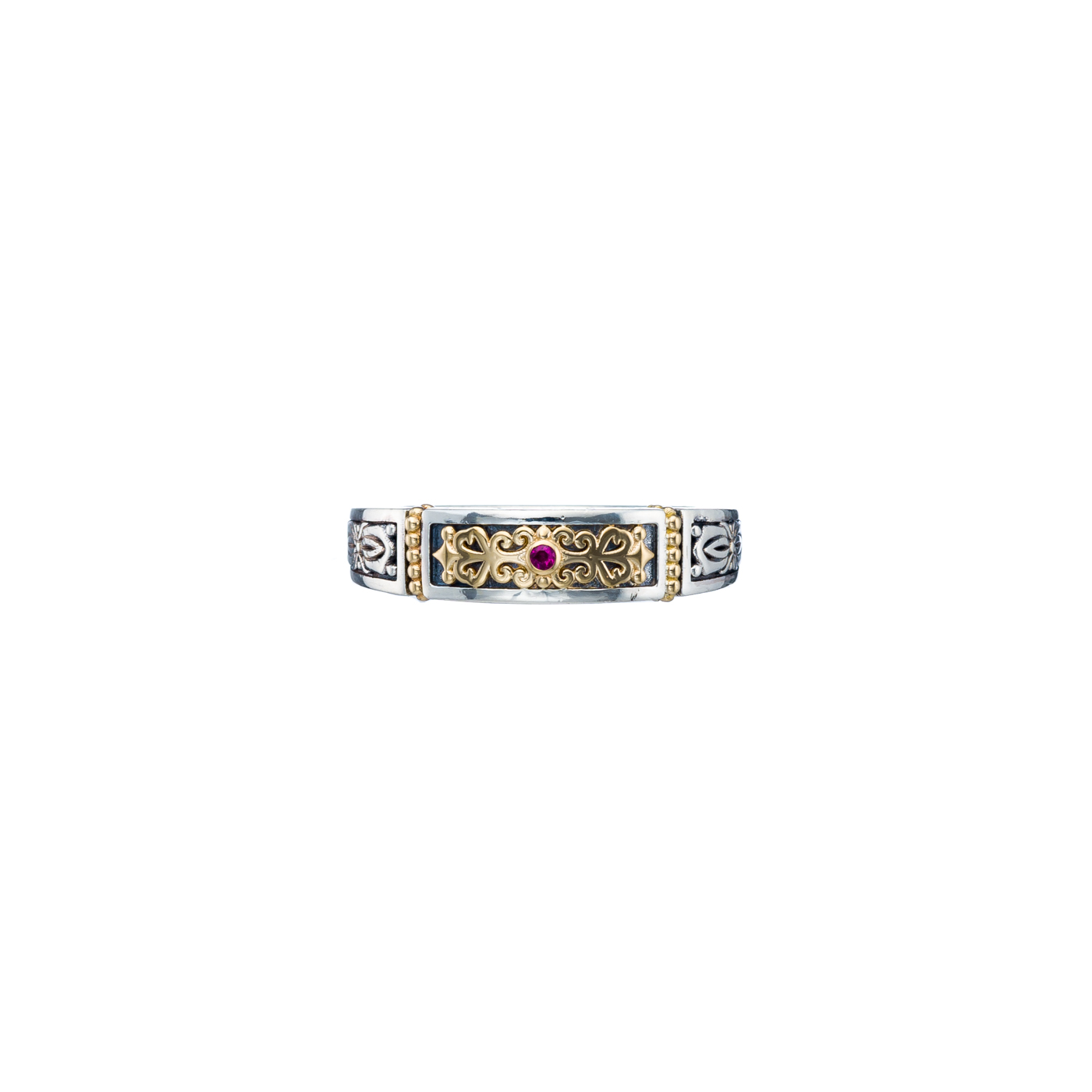 Erotokritos band ring in 18K Gold and Sterling silver