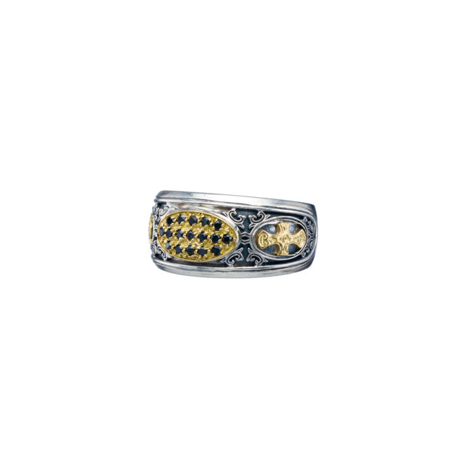 Patmos ring in 18K Gold and Sterling Silver with Black diamonds - Image 3