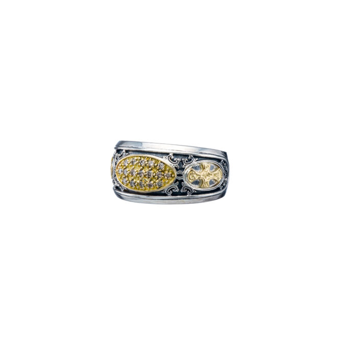 Patmos ring in 18K Gold and Sterling Silver with brown diamonds - Image 3