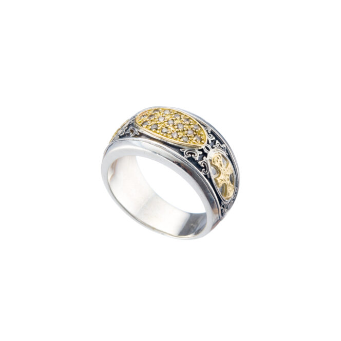 Patmos ring in 18K Gold and Sterling Silver with brown diamonds - Image 2