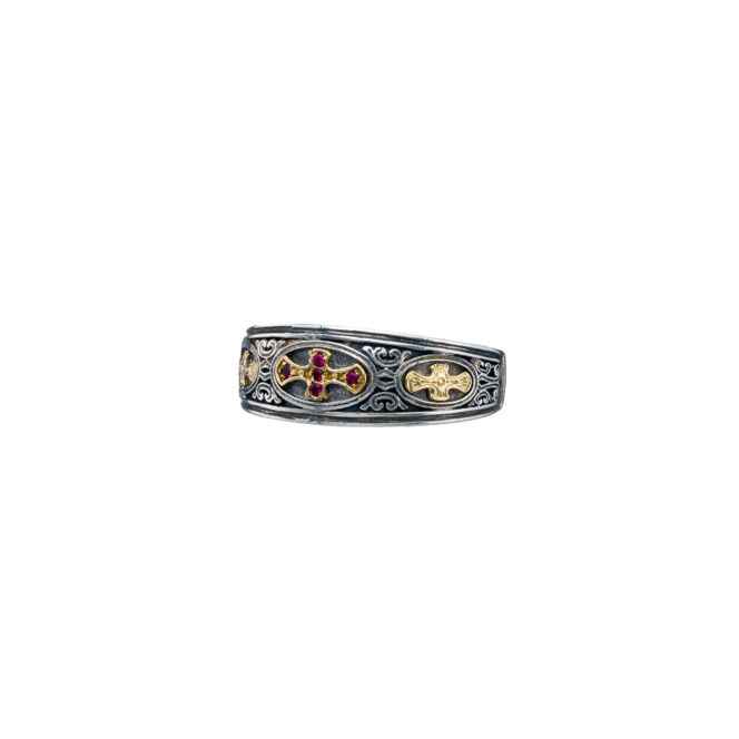 Patmos Ring in 18K Gold and Sterling silver with rubies - Image 3