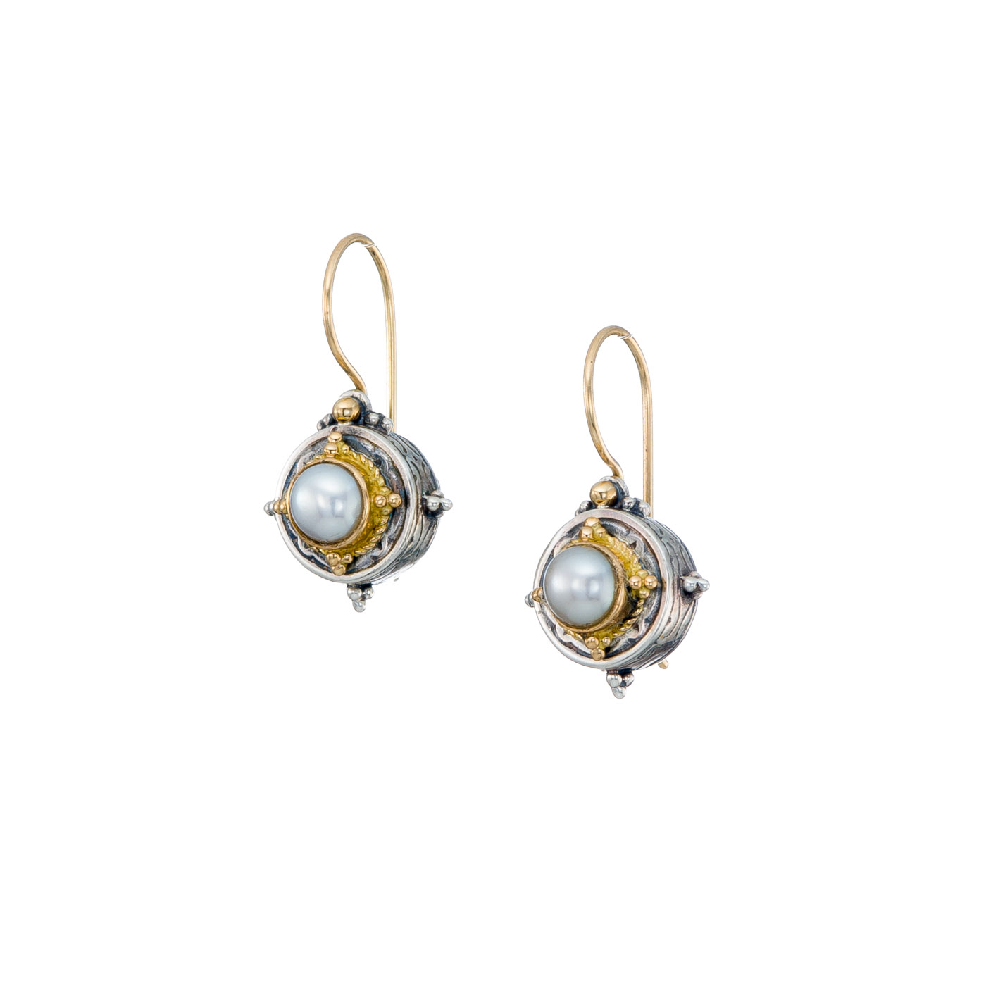 Cyclades round earrings in 18K Gold and Sterling silver