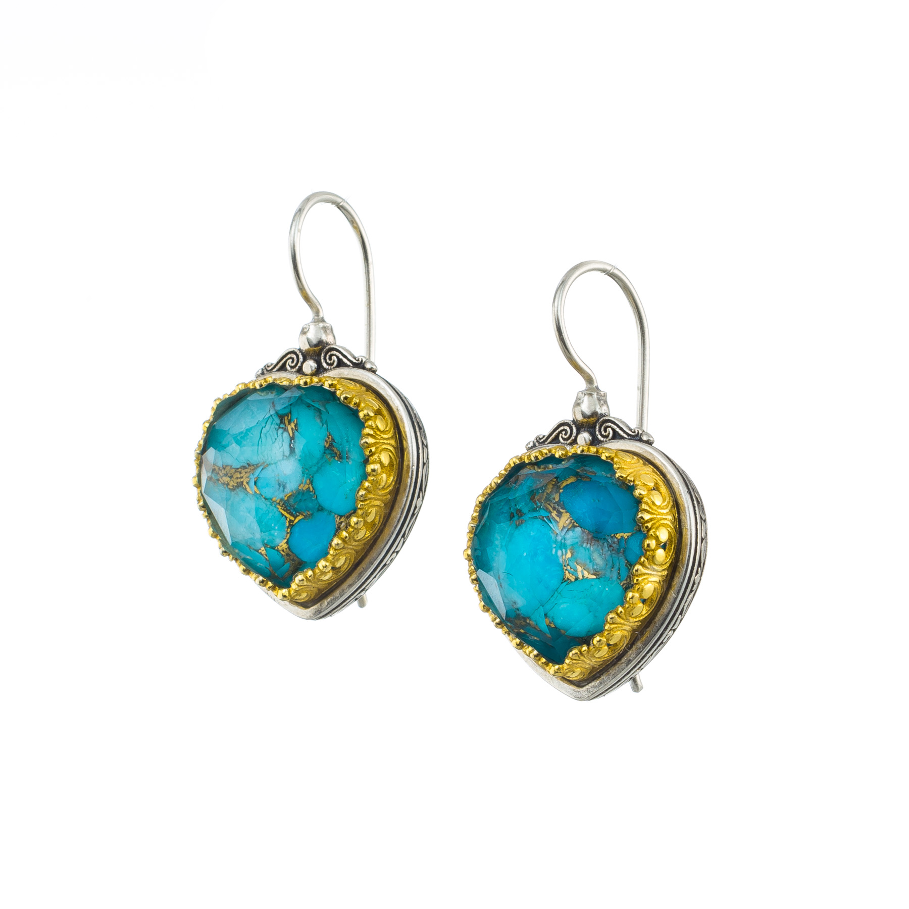 Iris Heart Earrings in Sterling Silver with Gold Plated Parts