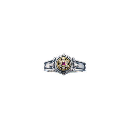 Symbol ring in 18K Gold and Sterling silver with precious stones - Image 2