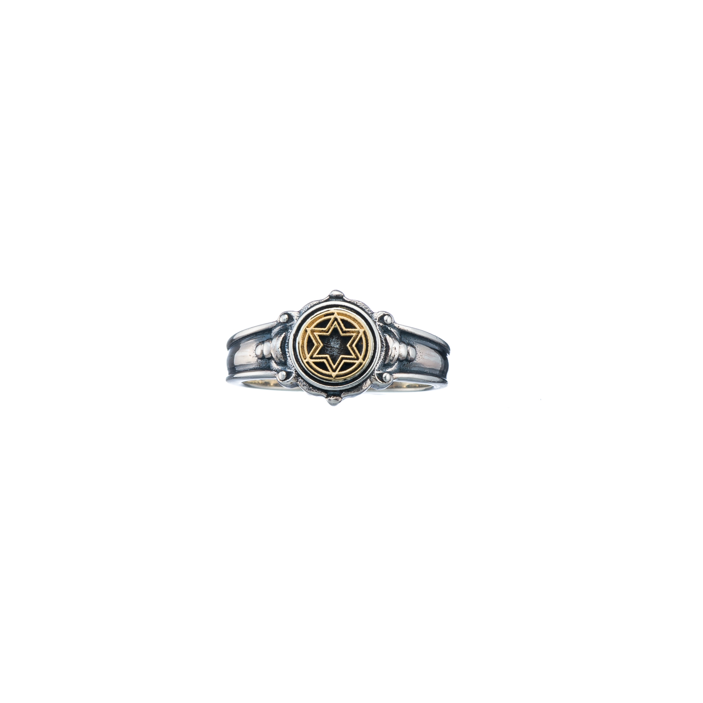 Symbol star of David ring in 18K Gold and Sterling silver