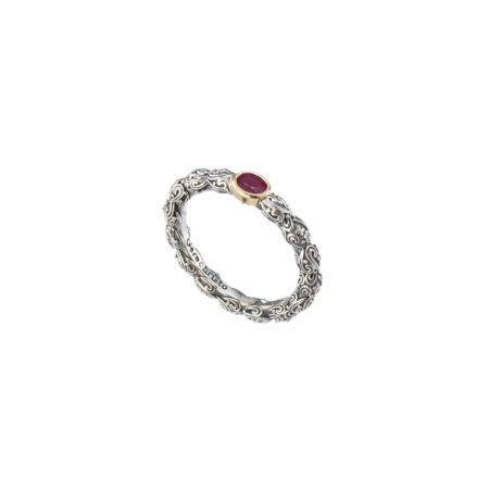 Eden's Garden Band Ring in Sterling silver with Gold K18 and Oval Gemstone - Image 9