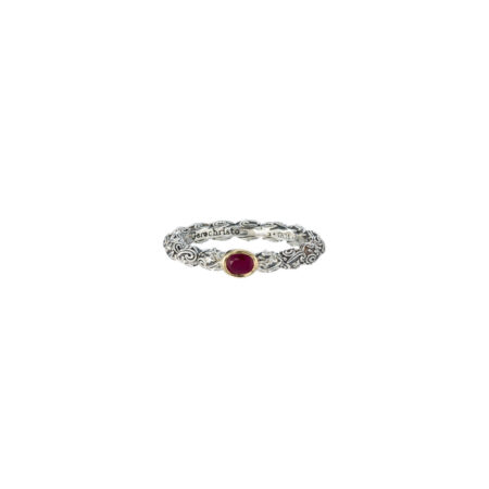 Eden's Garden Band Ring in Sterling silver with Gold K18 and Oval Gemstone - Image 10