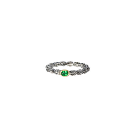Eden's Garden Band Ring in Sterling silver with Gold K18 and Oval Gemstone - Image 4