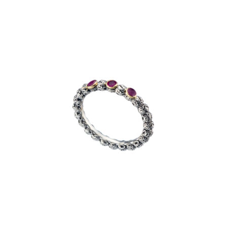 Eden's Garden Band Ring in Sterling Silver with Gold K18 and Gemstones - Image 3