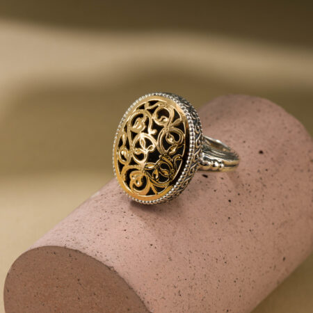 Garden Shadows Big oval Ring in 18K Gold and Sterling silver - Image 3