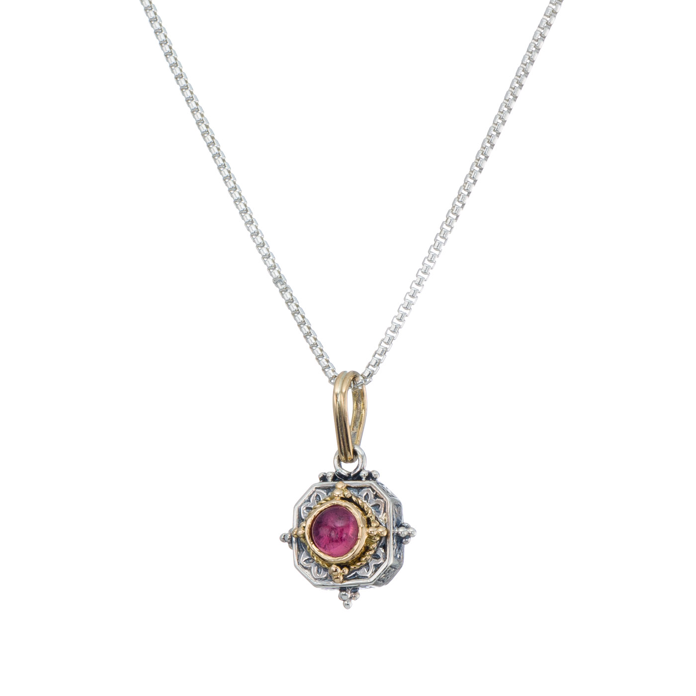 Cyclades square pendant in 18K Gold and Sterling silver - Pearl