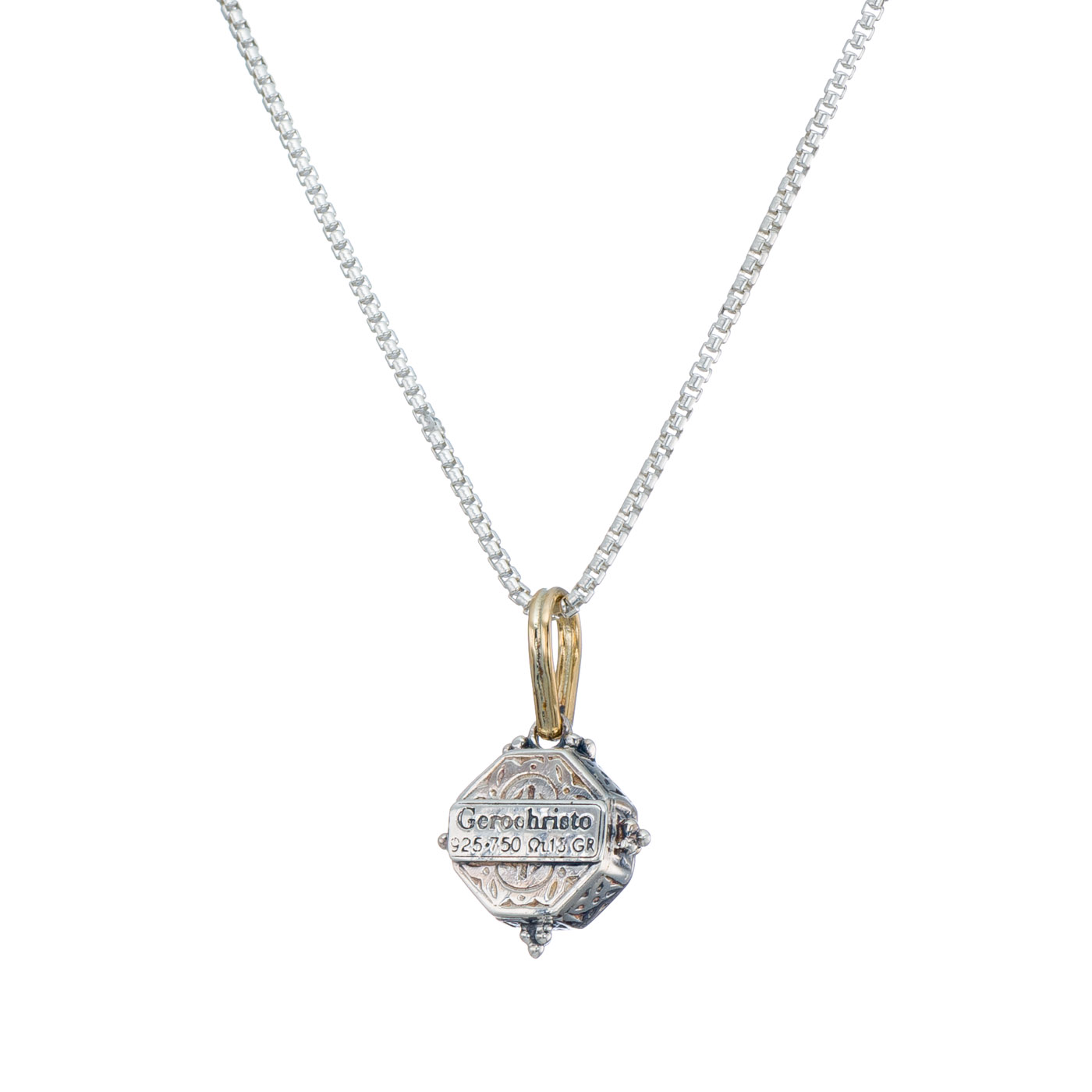Cyclades polygon pendant in 18K Gold and Sterling silver