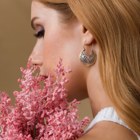 Byzantine style earrings in18K Gold and Sterling Silver - Image 2