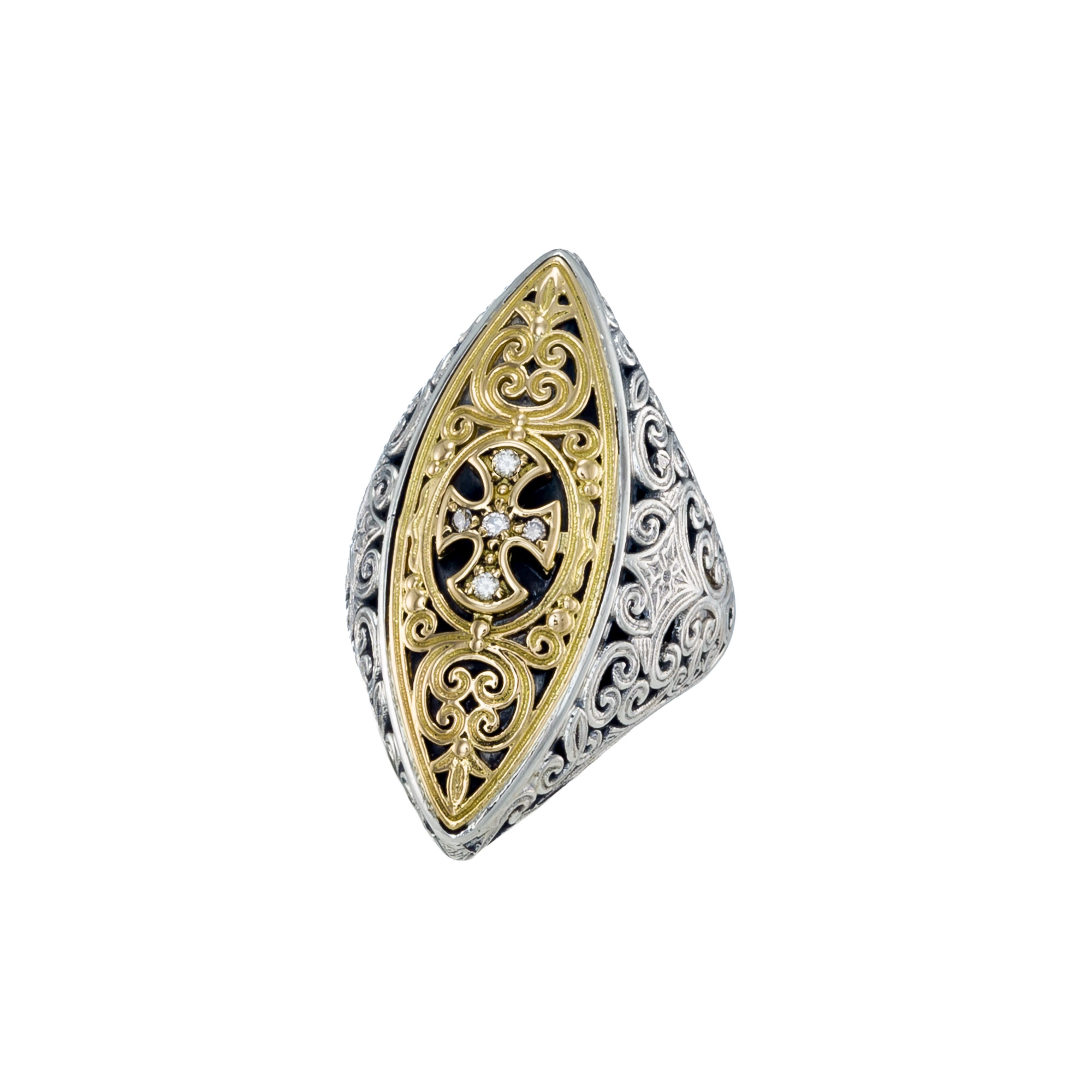 Faidra ring in 18K Gold and Sterling silver with precious stones