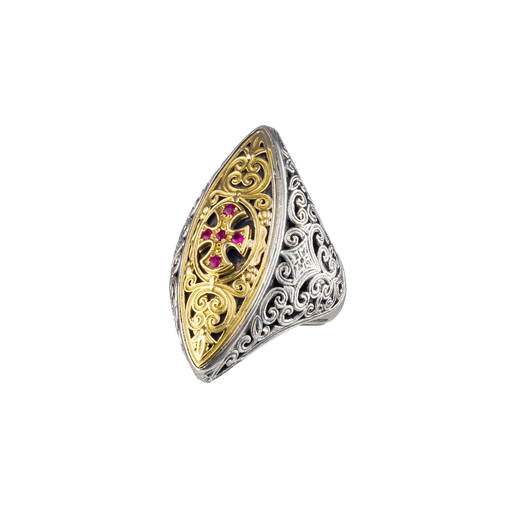 Faidra ring in 18K Gold and Sterling silver with precious stones