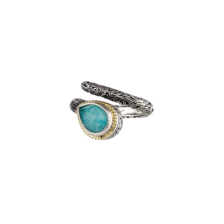 Eve teardrop ring in Sterling silver with Gold K18 details - Image 4