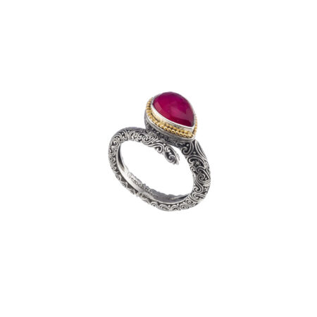 Eve teardrop ring in Sterling silver with Gold K18 details - Image 5