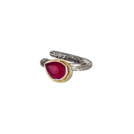 Eve teardrop ring in Sterling silver with Gold K18 details - Image 3