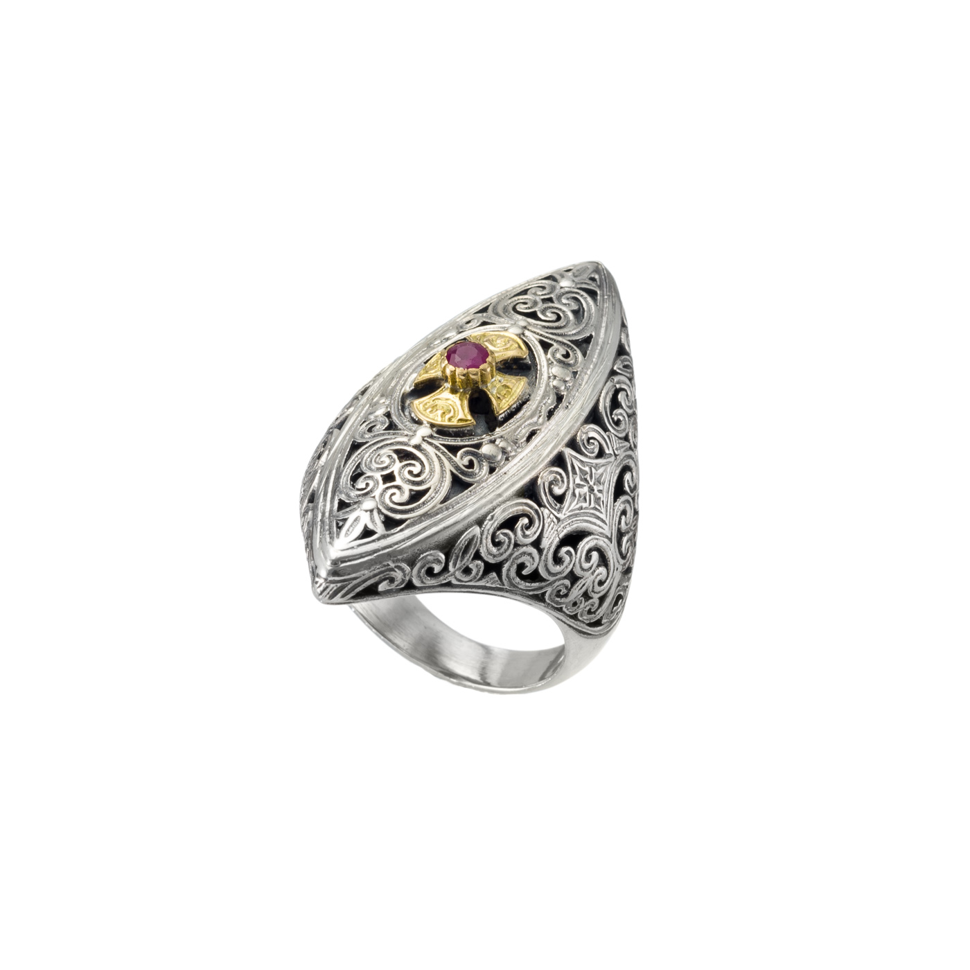 Faidra Cross Ring in 18K Gold and Sterling Silver