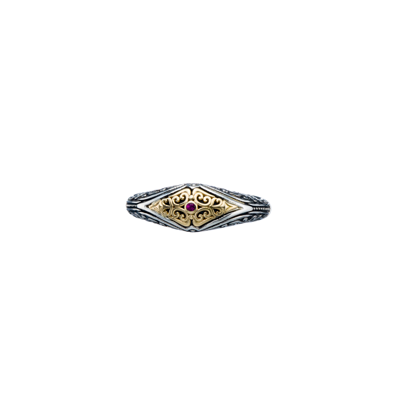 Aretousa ring with precious stone in 18K Gold and Sterling silver