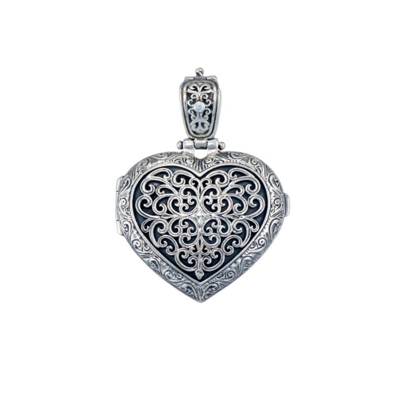 Mediterranean heart locket pendant in Sterling Silver