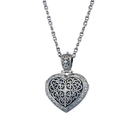 Mediterranean heart locket pendant in Sterling Silver - Image 3