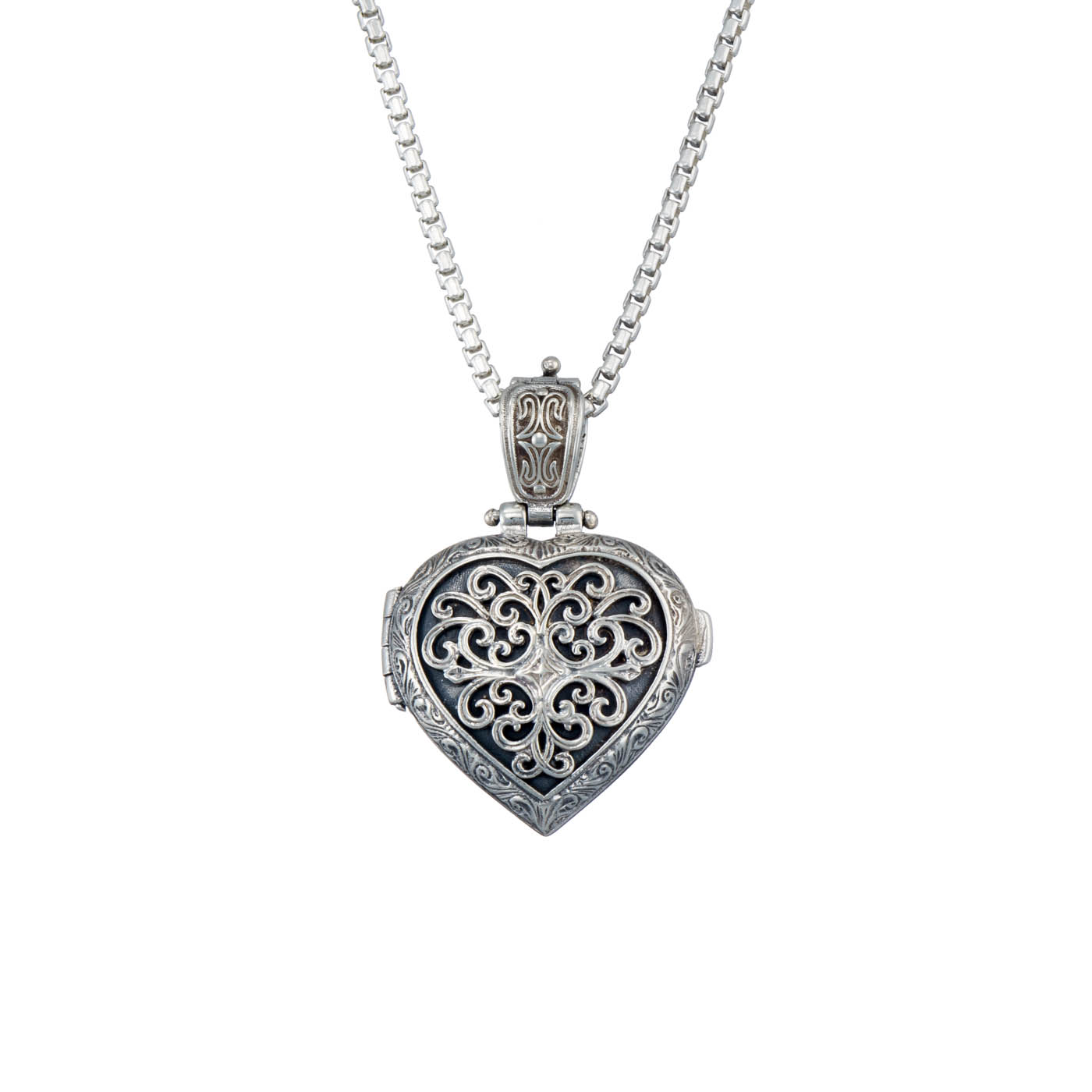 mediterranean heart locket in sterling silver