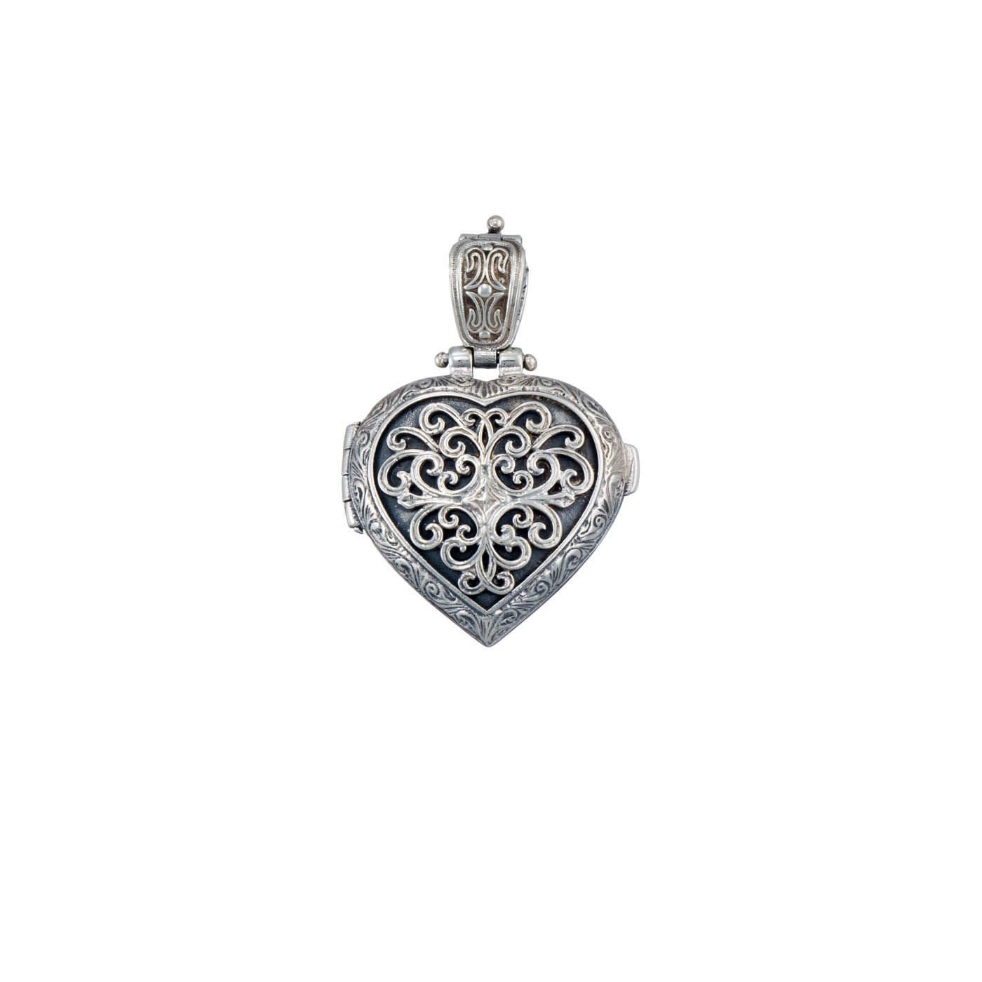 mediterranean heart locket in sterling silver
