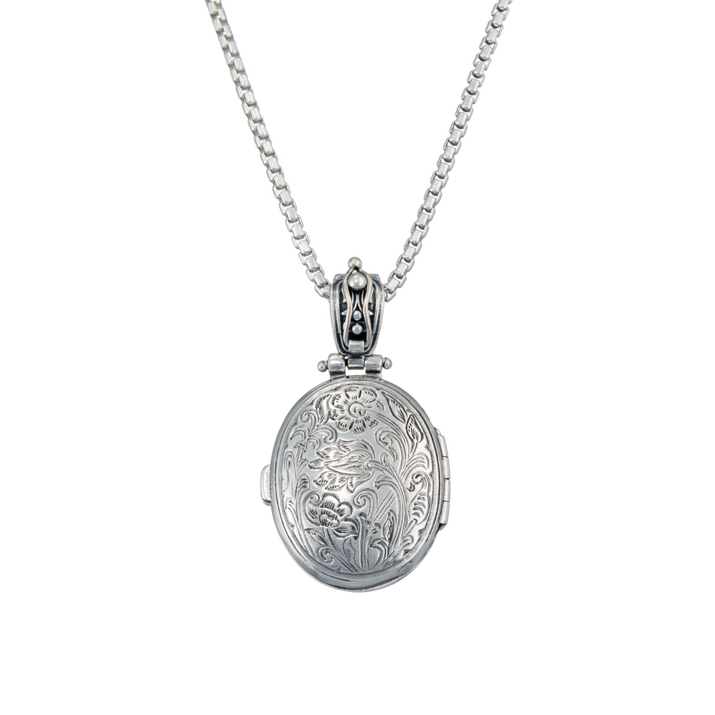 Mediterranean oval locket in Sterling silver