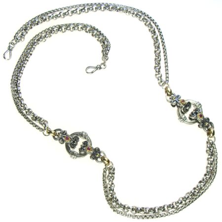 Byzantine flower chain necklace in 18K Gold and Sterling Silver