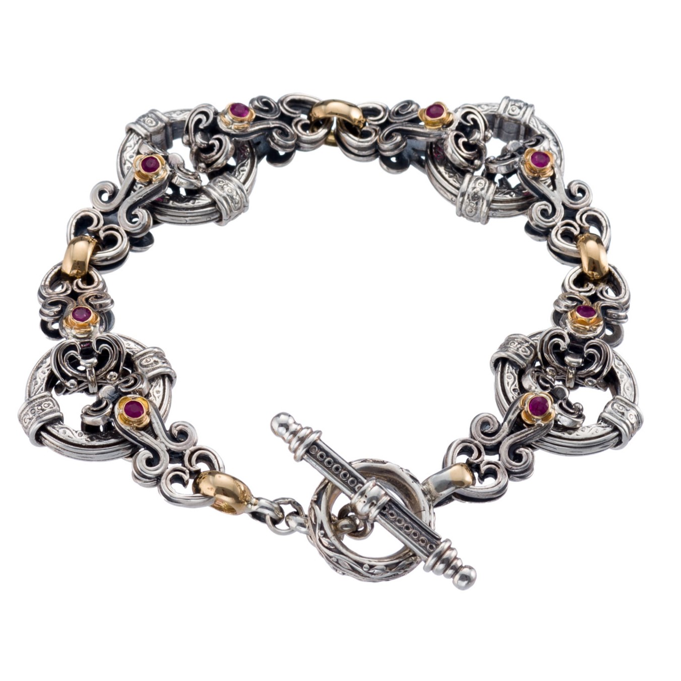 Byzantine flower bracelet in 18K Gold and Sterling Silver
