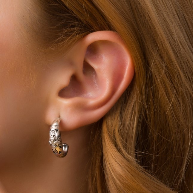 Garden Shadows half hoop earrings in Sterling Silver