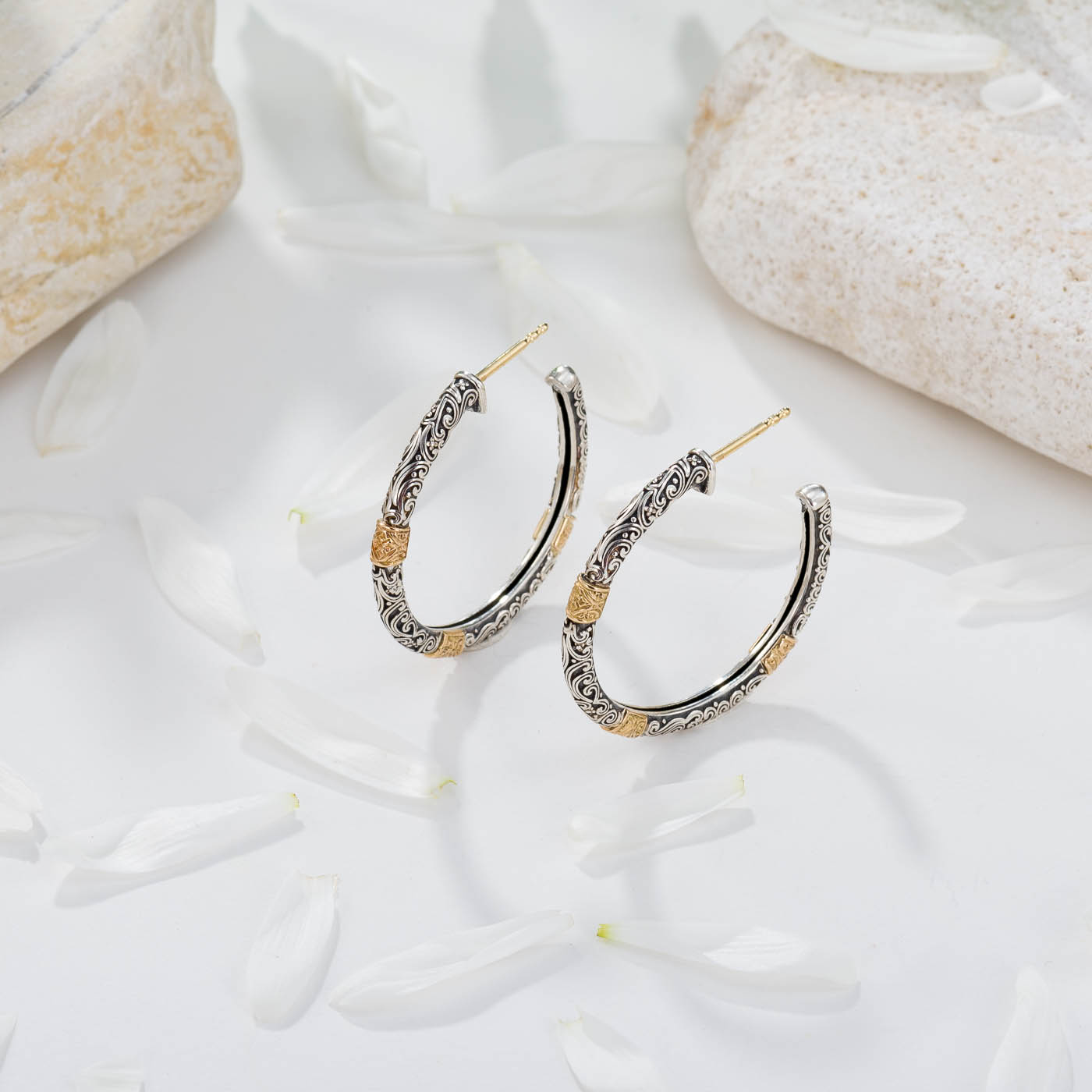 Eve hoops in 18K Gold and Sterling Silver