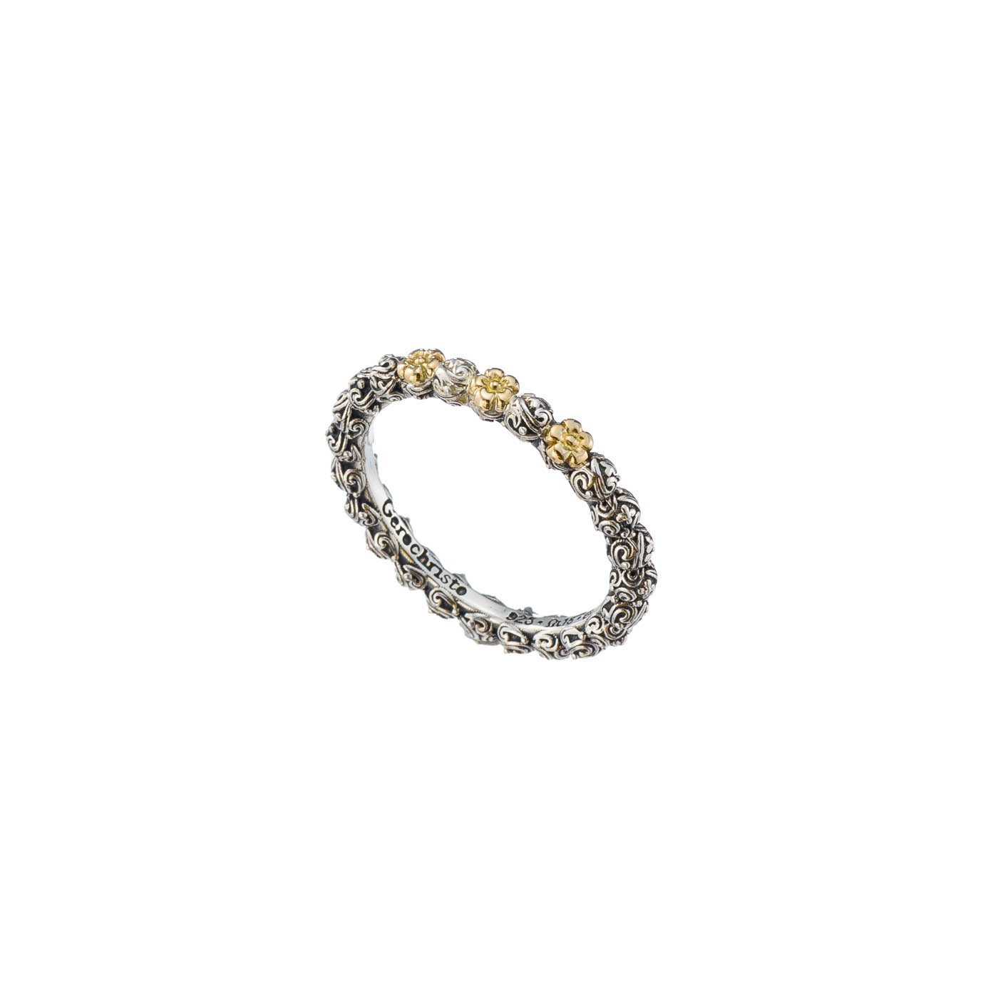 Eve band ring in Sterling silver and details in 18K Gold