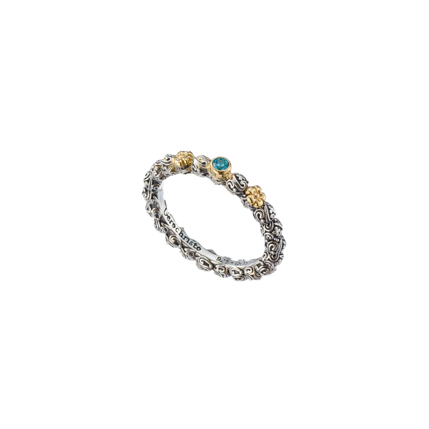 Eve band ring in sterling silver with Gold K18 details